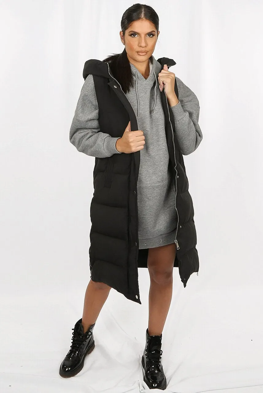 Sale Longline Padded Hooded Gilet - Jayla