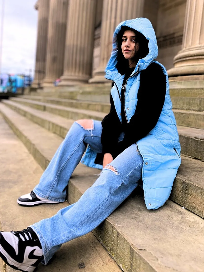 Sale Longline Padded Hooded Gilet - Jayla