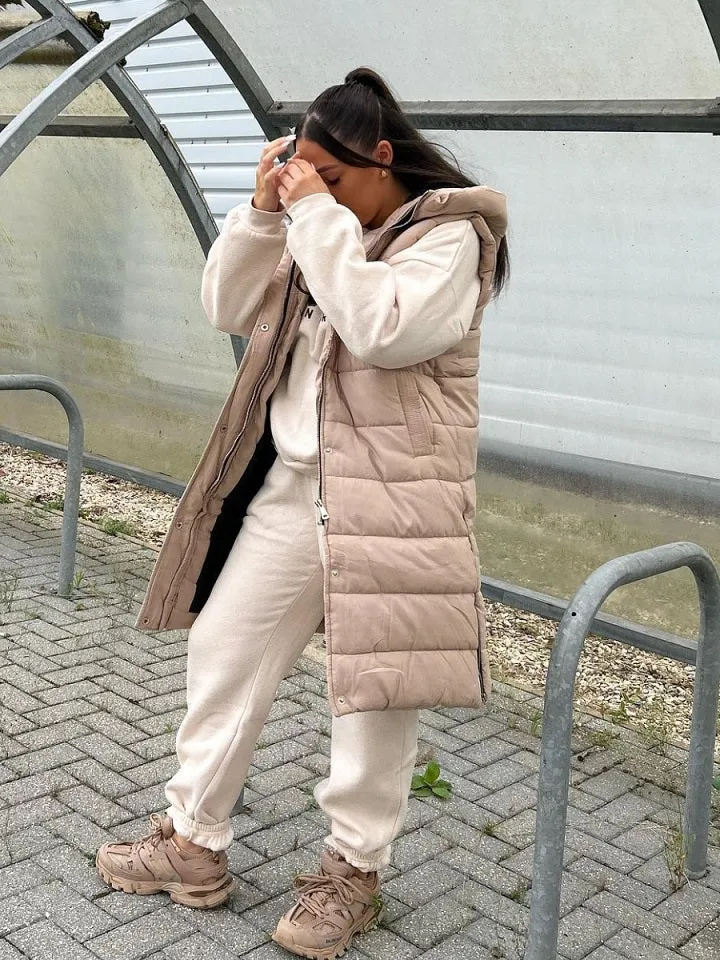 Sale Longline Padded Hooded Gilet - Jayla