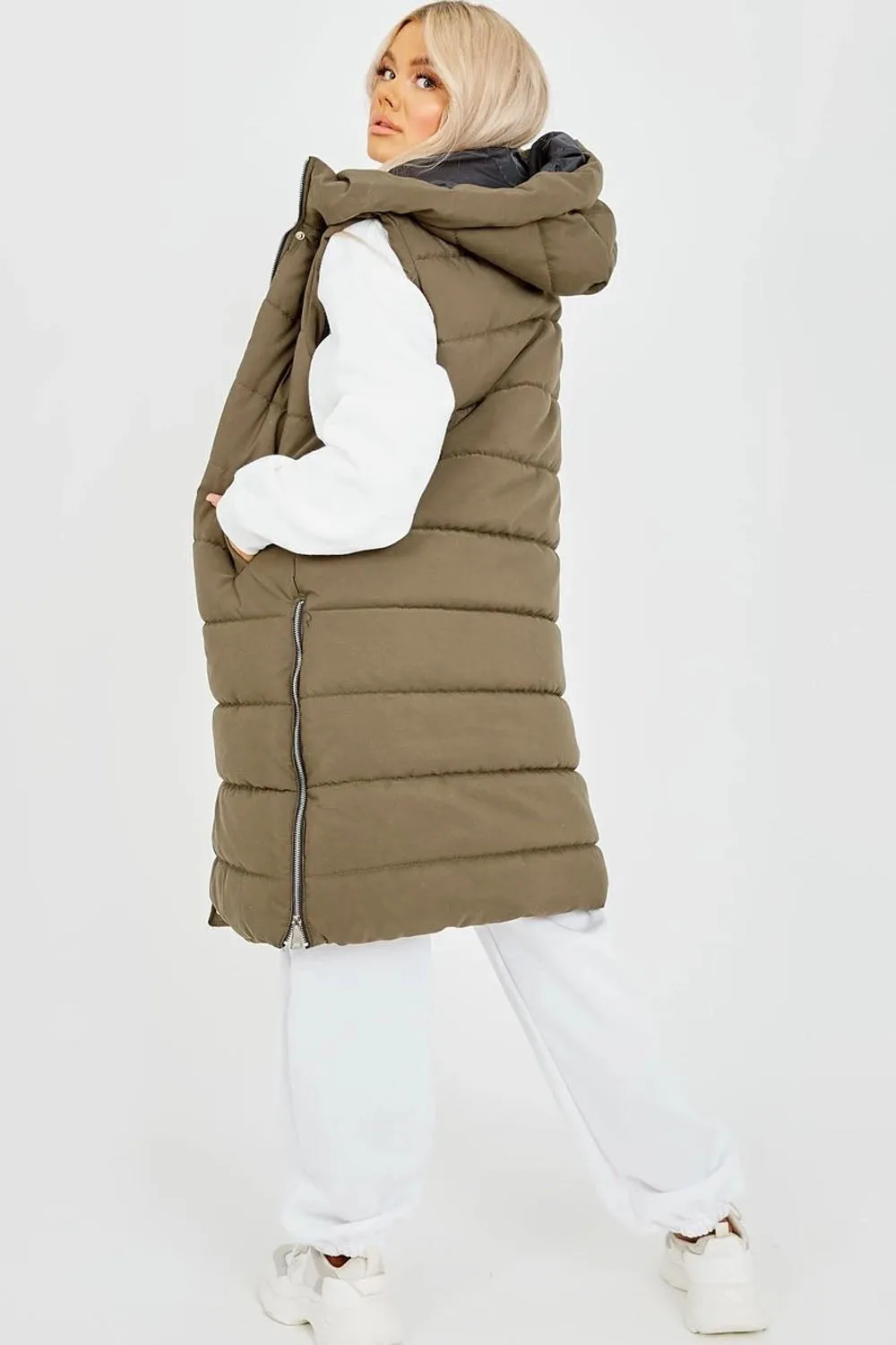 Sale Longline Padded Hooded Gilet - Jayla