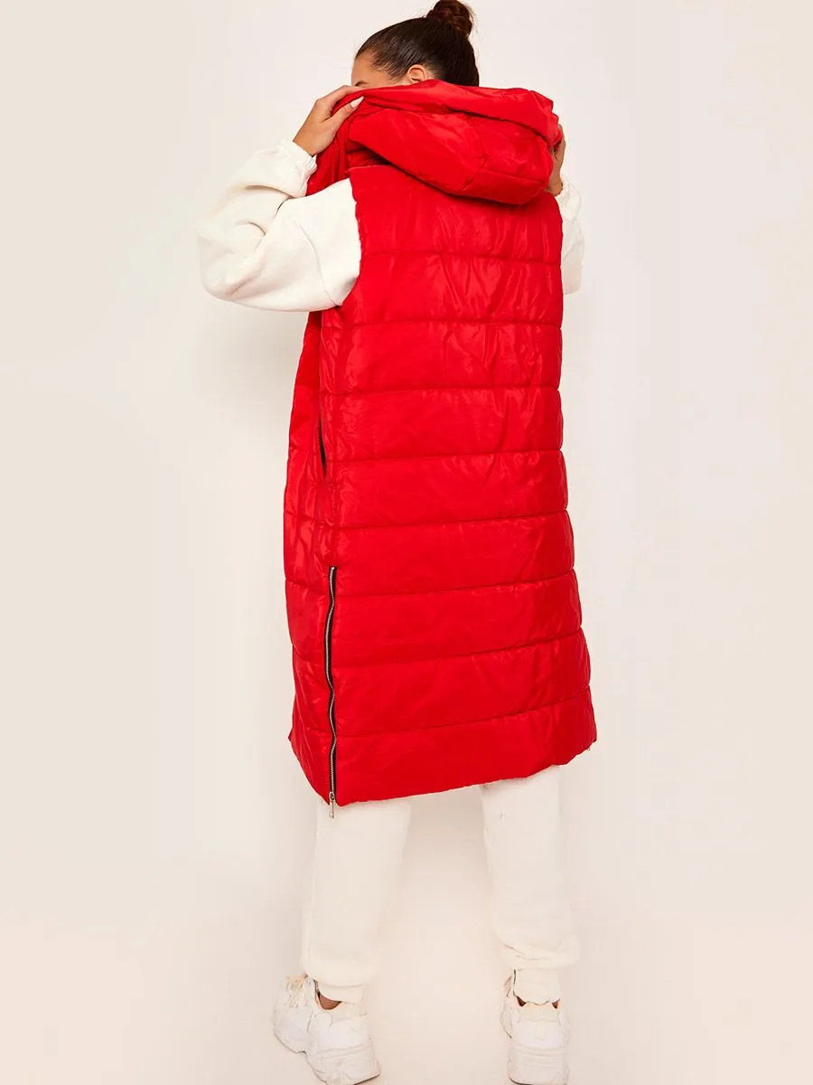 Sale Longline Padded Hooded Gilet - Jayla