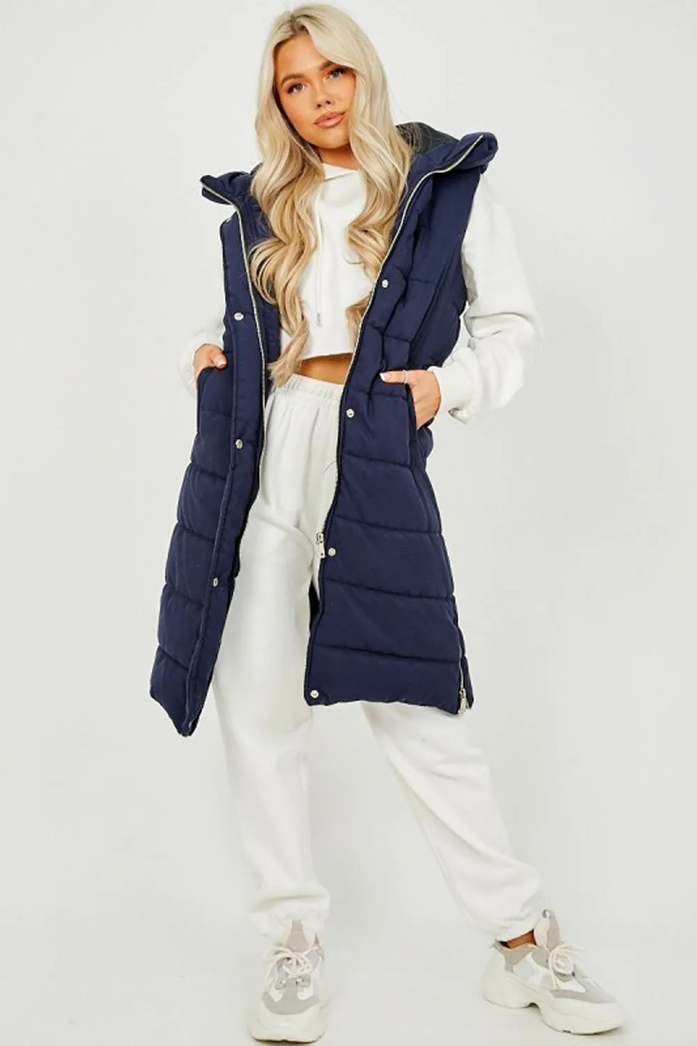 Sale Longline Padded Hooded Gilet - Jayla