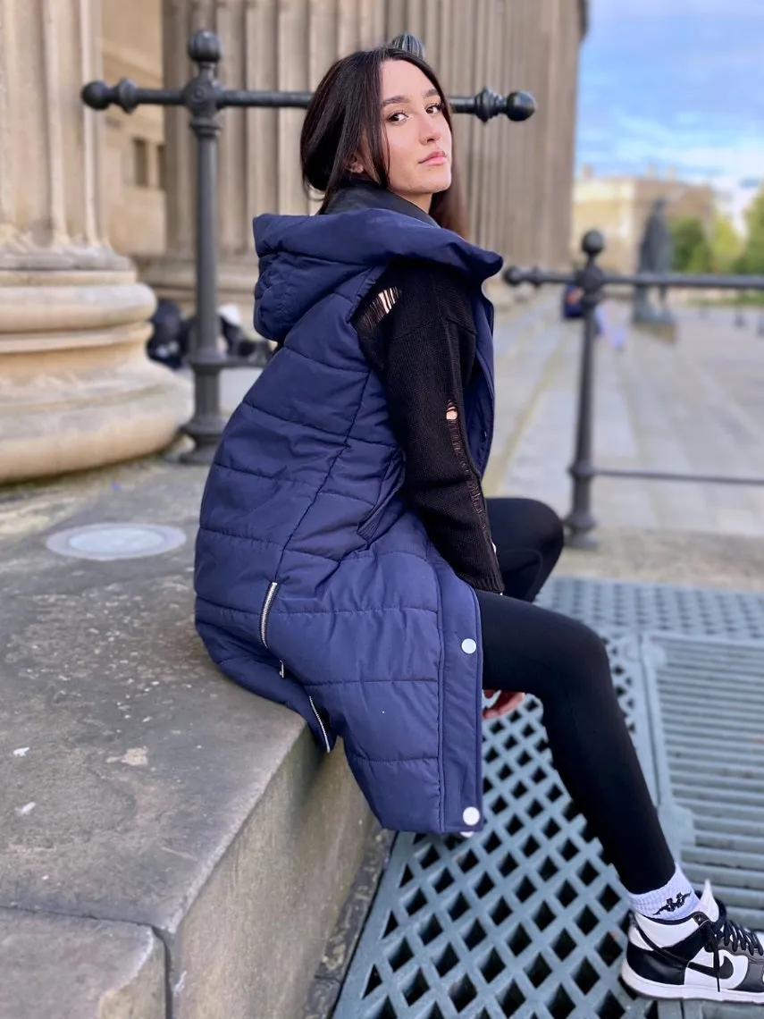 Sale Longline Padded Hooded Gilet - Jayla