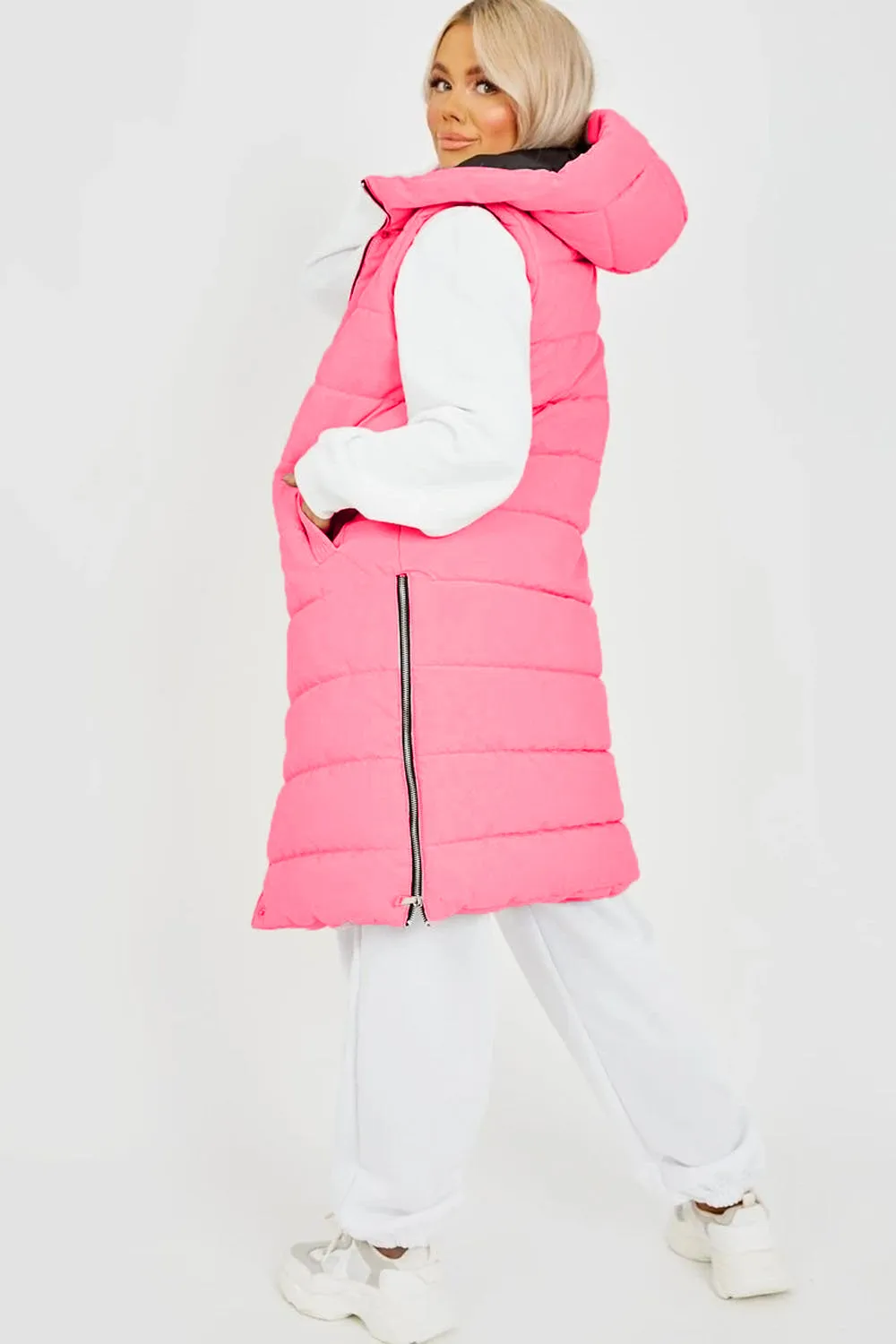 Sale Longline Padded Hooded Gilet - Jayla