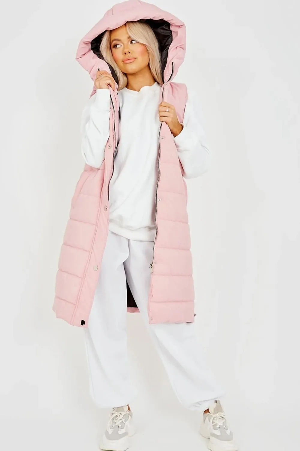 Sale Longline Padded Hooded Gilet - Jayla