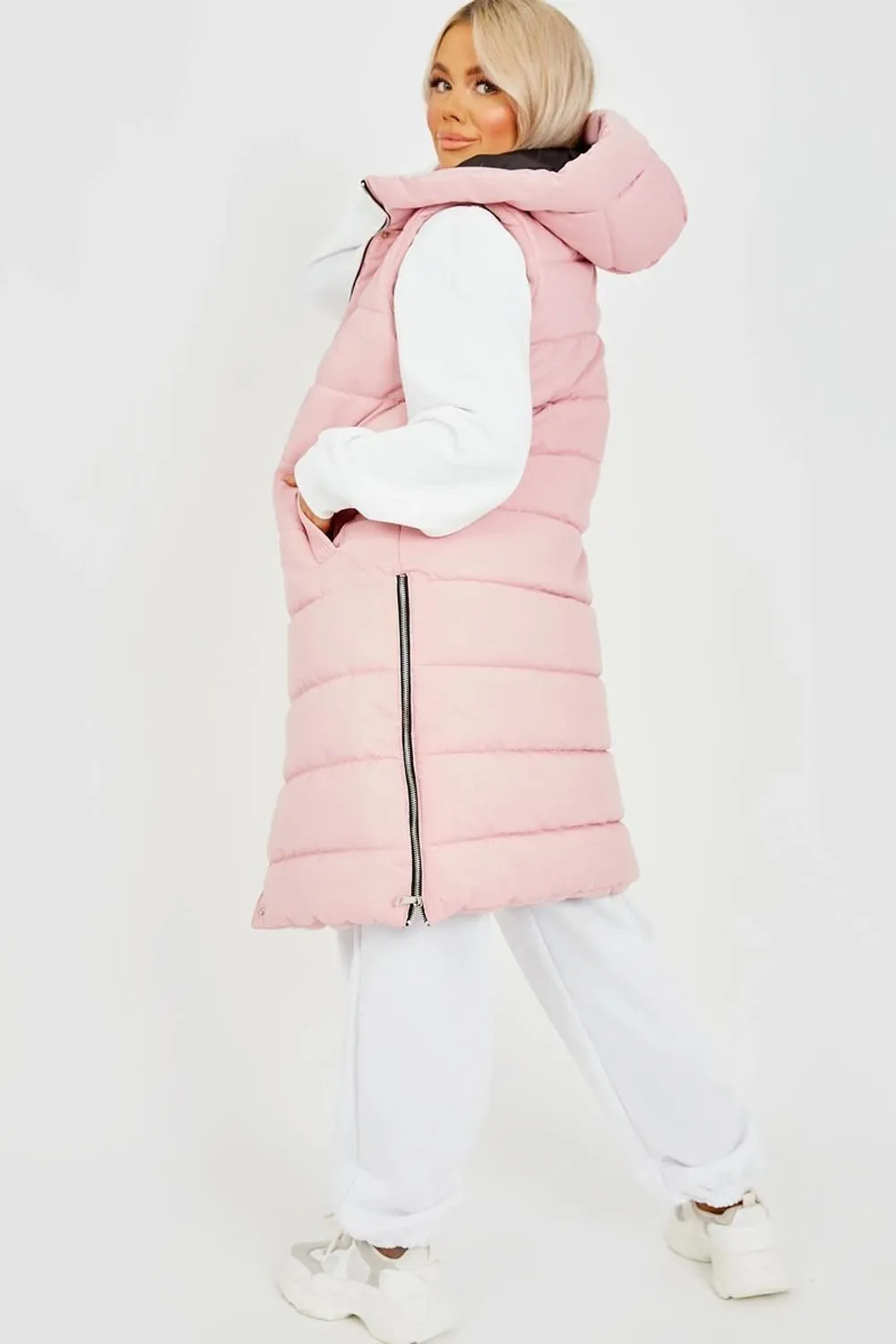 Sale Longline Padded Hooded Gilet - Jayla