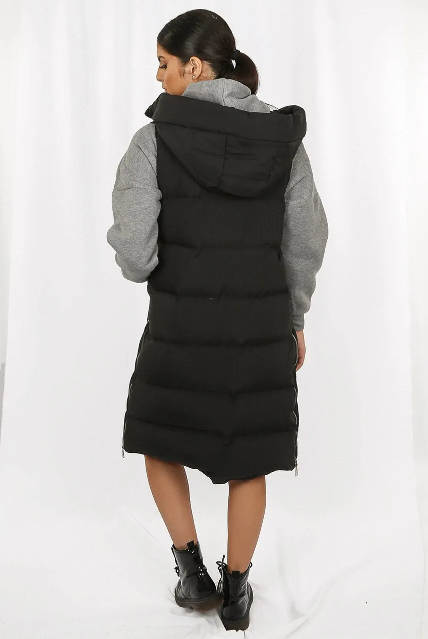 Sale Longline Padded Hooded Gilet - Jayla