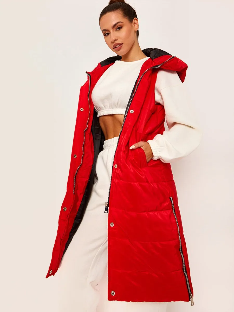 Sale Longline Padded Hooded Gilet - Jayla