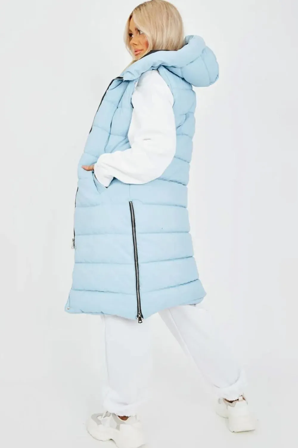 Sale Longline Padded Hooded Gilet - Jayla