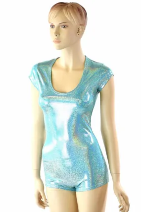 Seafoam Holographic Cap Sleeve Romper