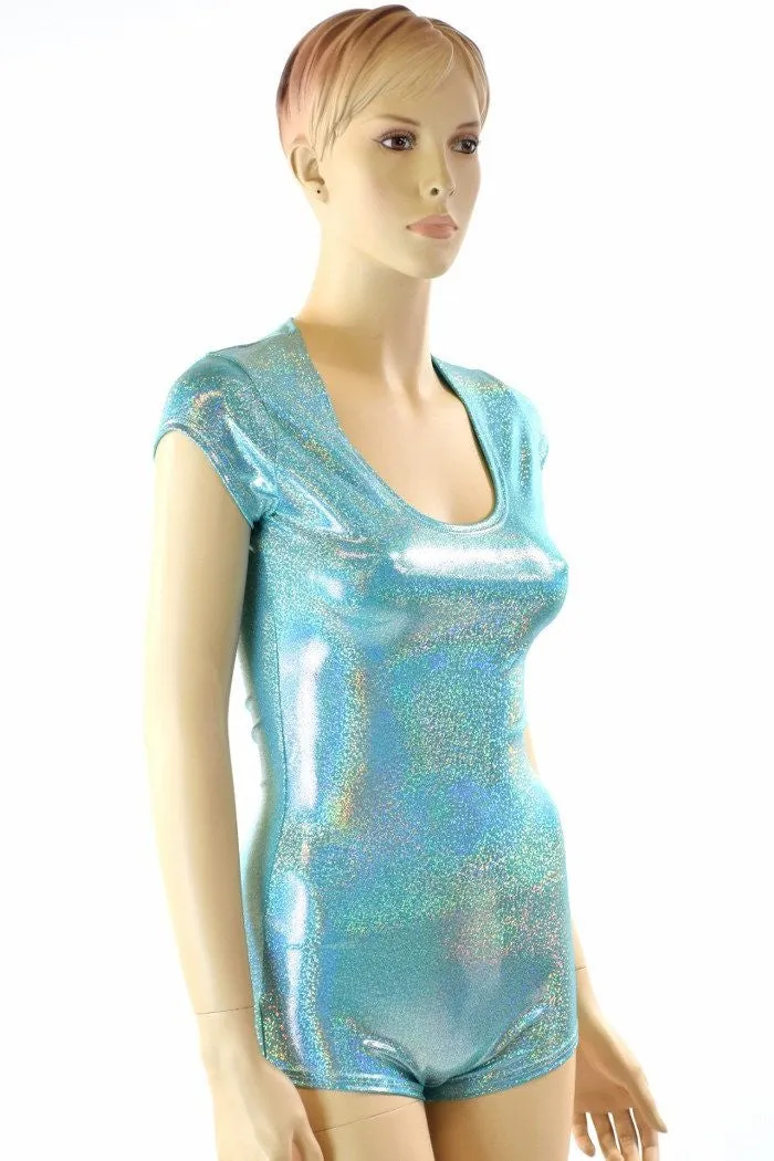 Seafoam Holographic Cap Sleeve Romper