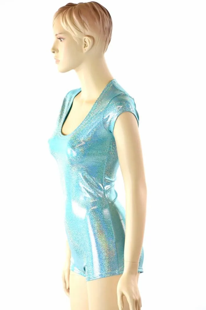 Seafoam Holographic Cap Sleeve Romper