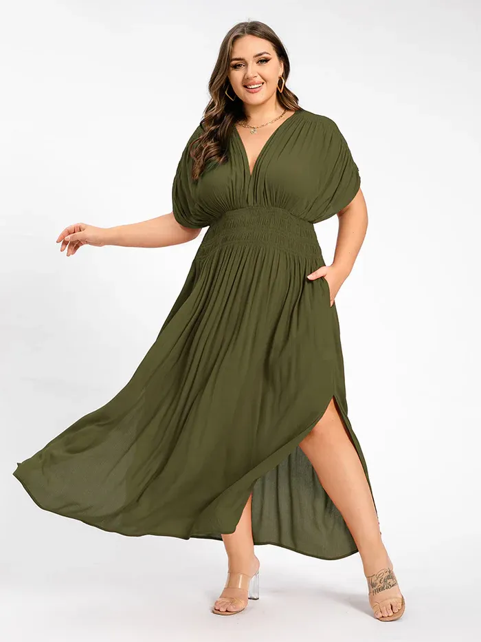 Sexy Slit V-Neck Maxi Dress