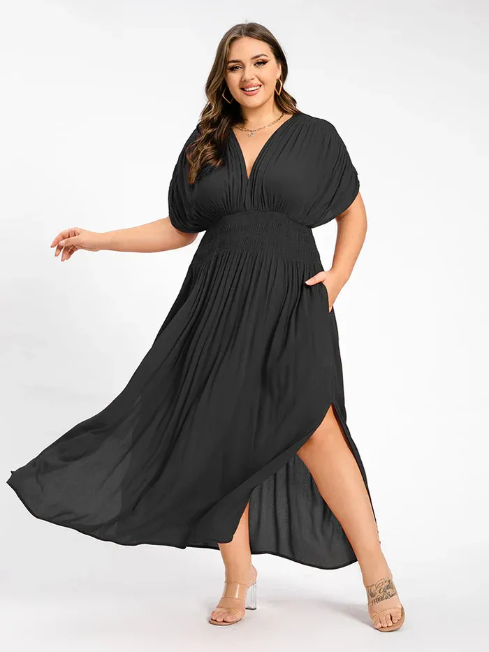 Sexy Slit V-Neck Maxi Dress