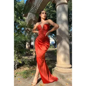Sheath/Column Chic Morden V-Neck Sleeveless Slit Ruched Party Prom Dress