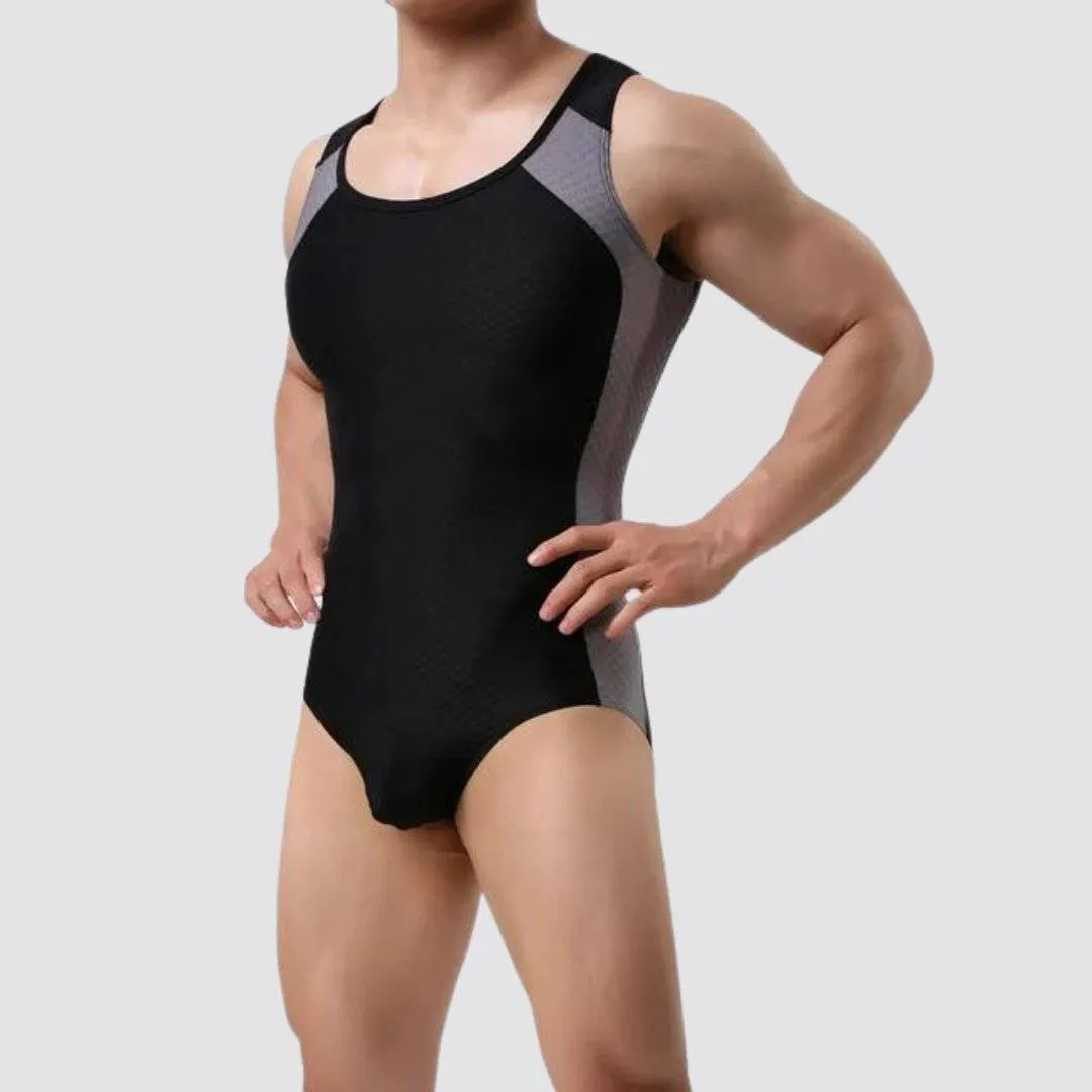 Side Stripe Form Fitting Men's Bodysuit