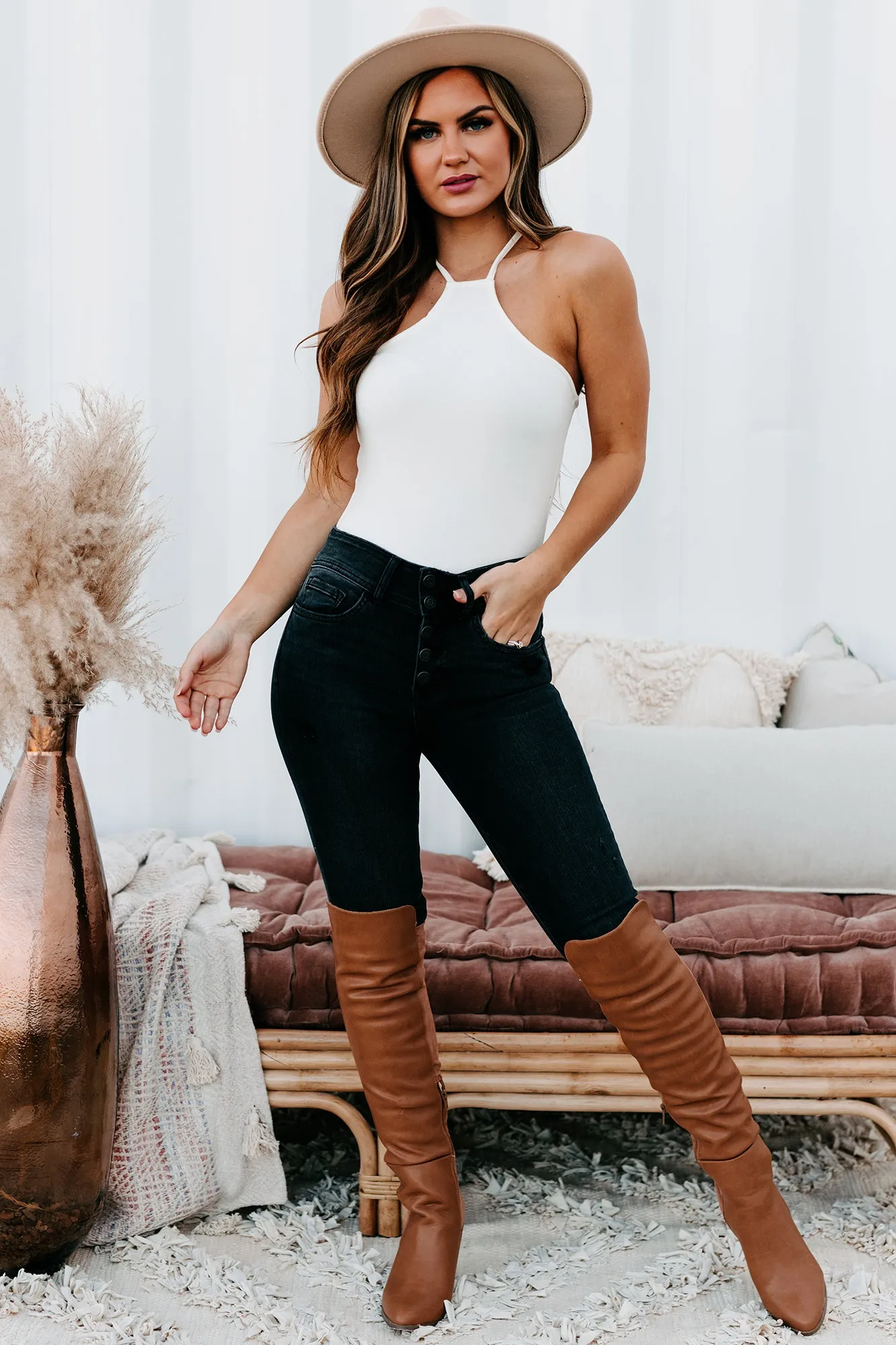 Spoken From The Heart Halter Neck Bodysuit (Off White)