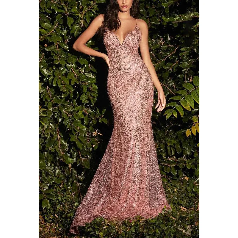 Sweetheart Spaghetti Straps Sequined Mermaid Long Prom Evening Dress