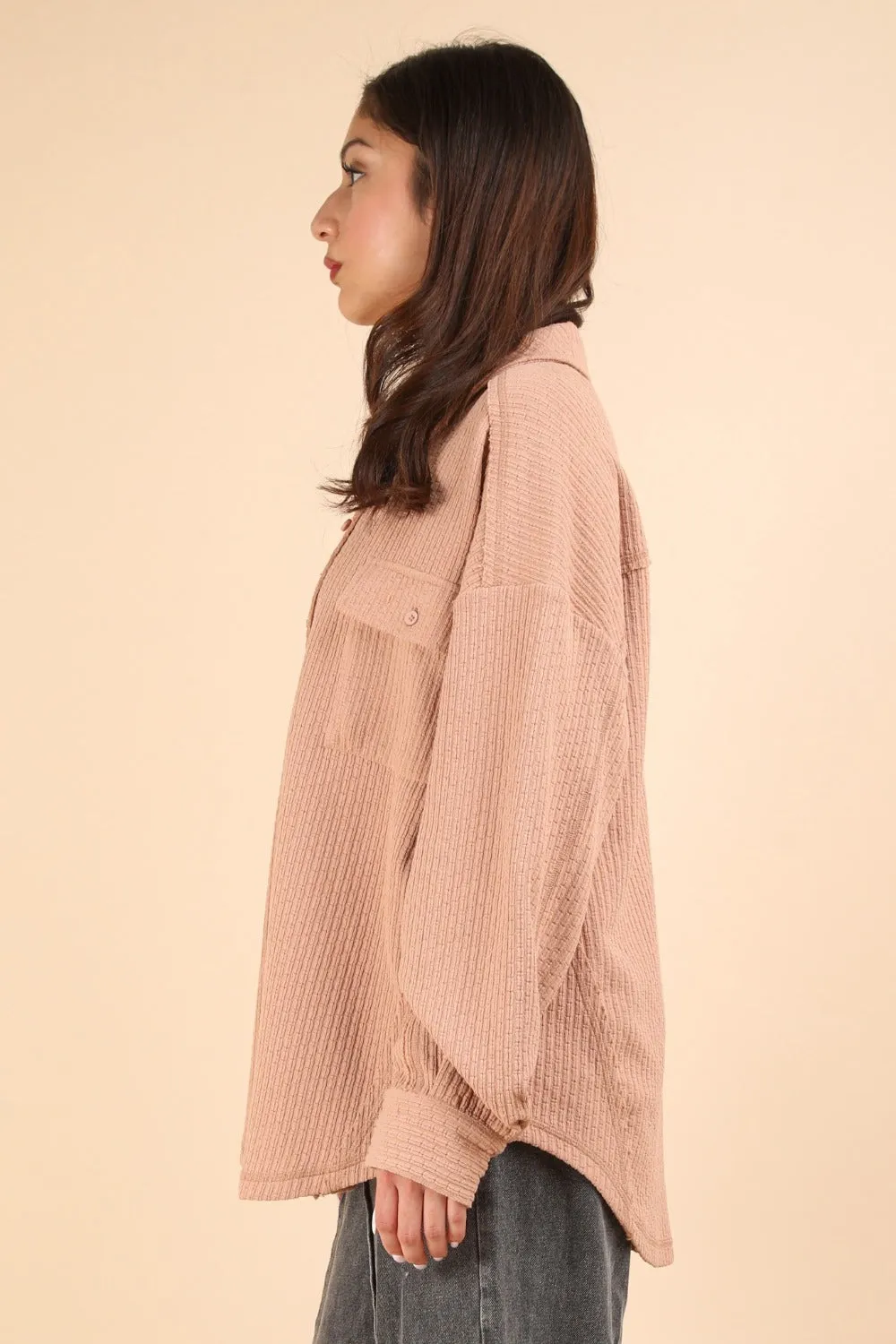 Textured Layers Button-Down Shacket