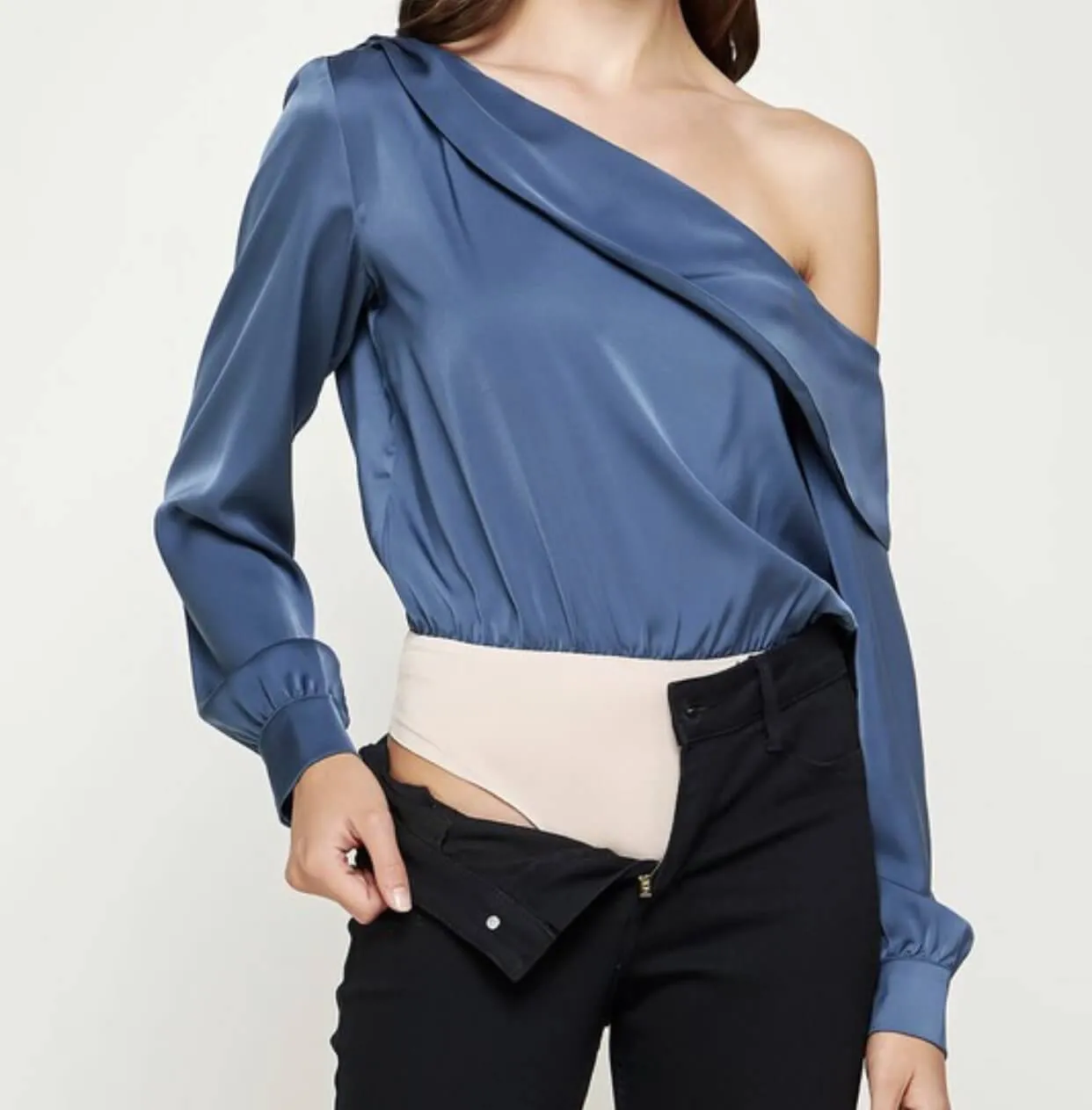 The Melody Bodysuit: One Shoulder Satin Bodysuit