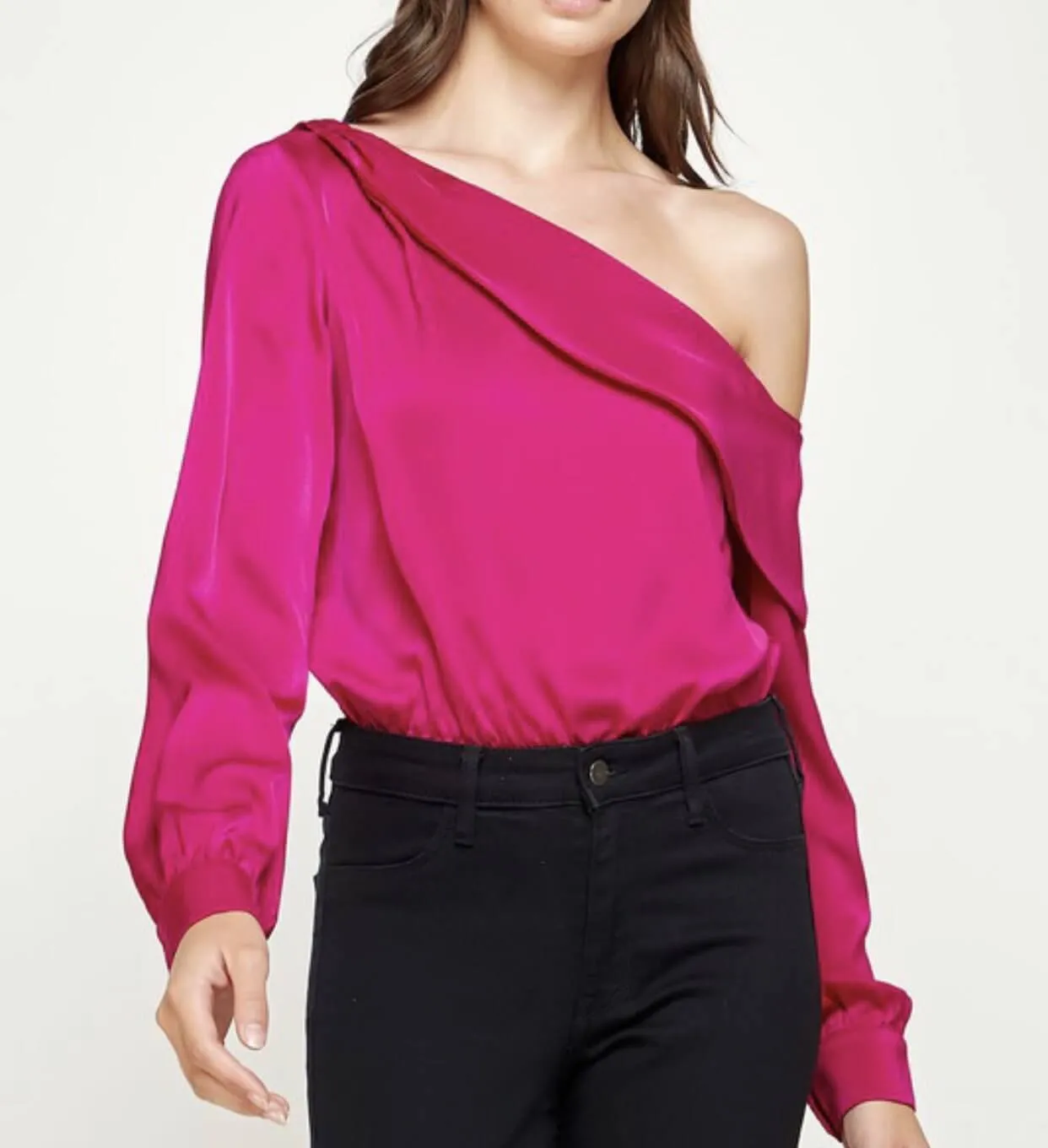 The Melody Bodysuit: One Shoulder Satin Bodysuit