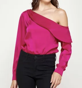 The Melody Bodysuit: One Shoulder Satin Bodysuit