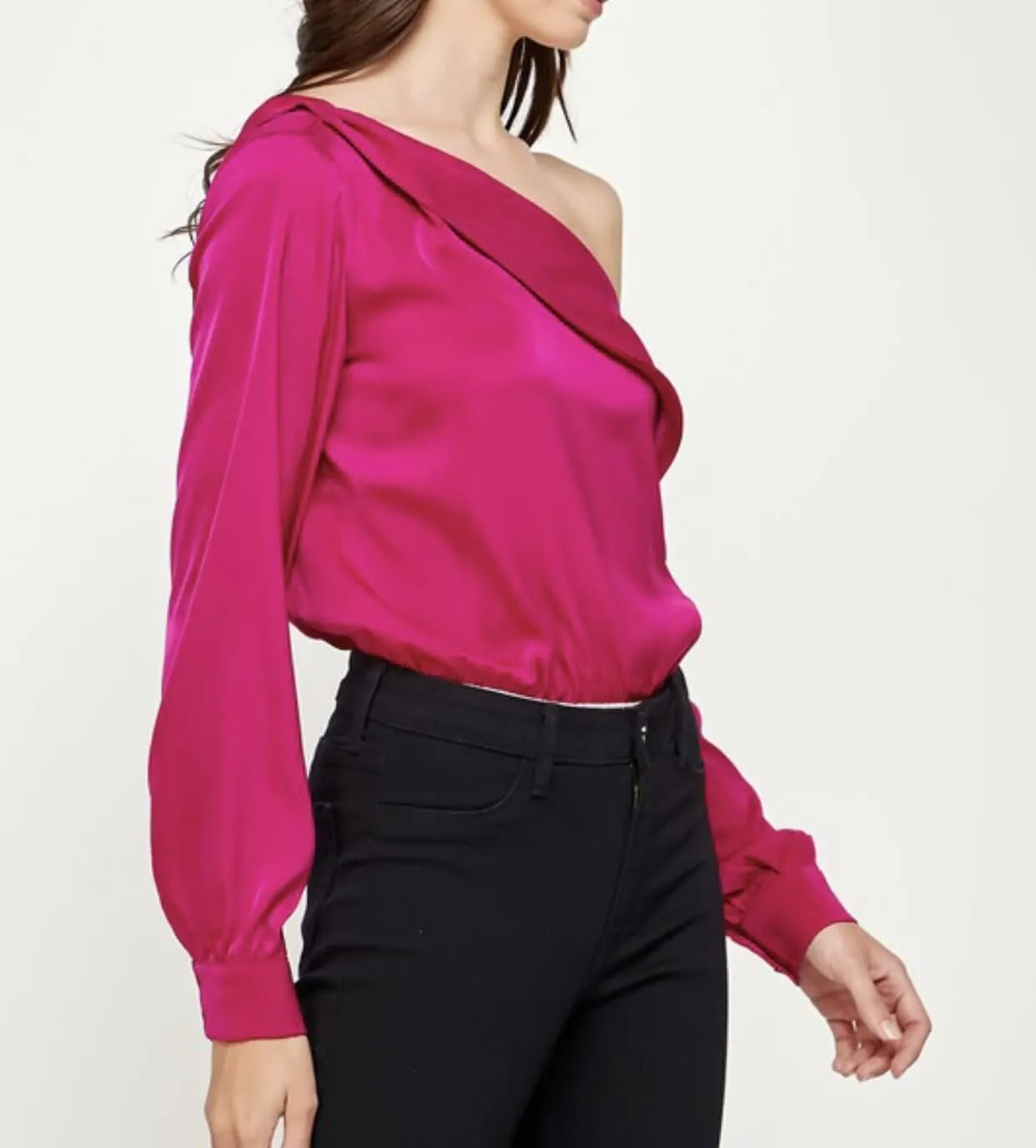 The Melody Bodysuit: One Shoulder Satin Bodysuit