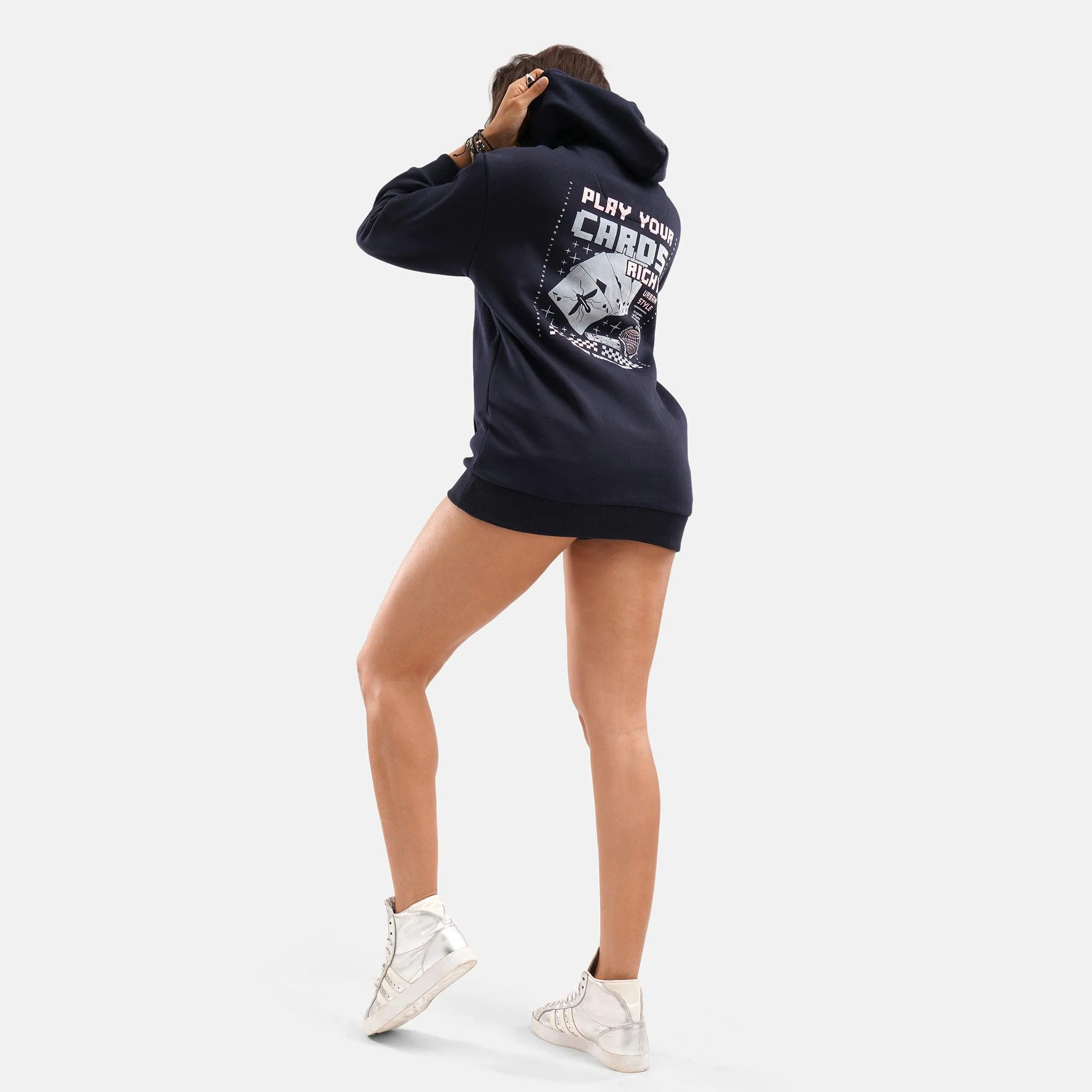Tokyo Long Fleece Hoodie in Navy