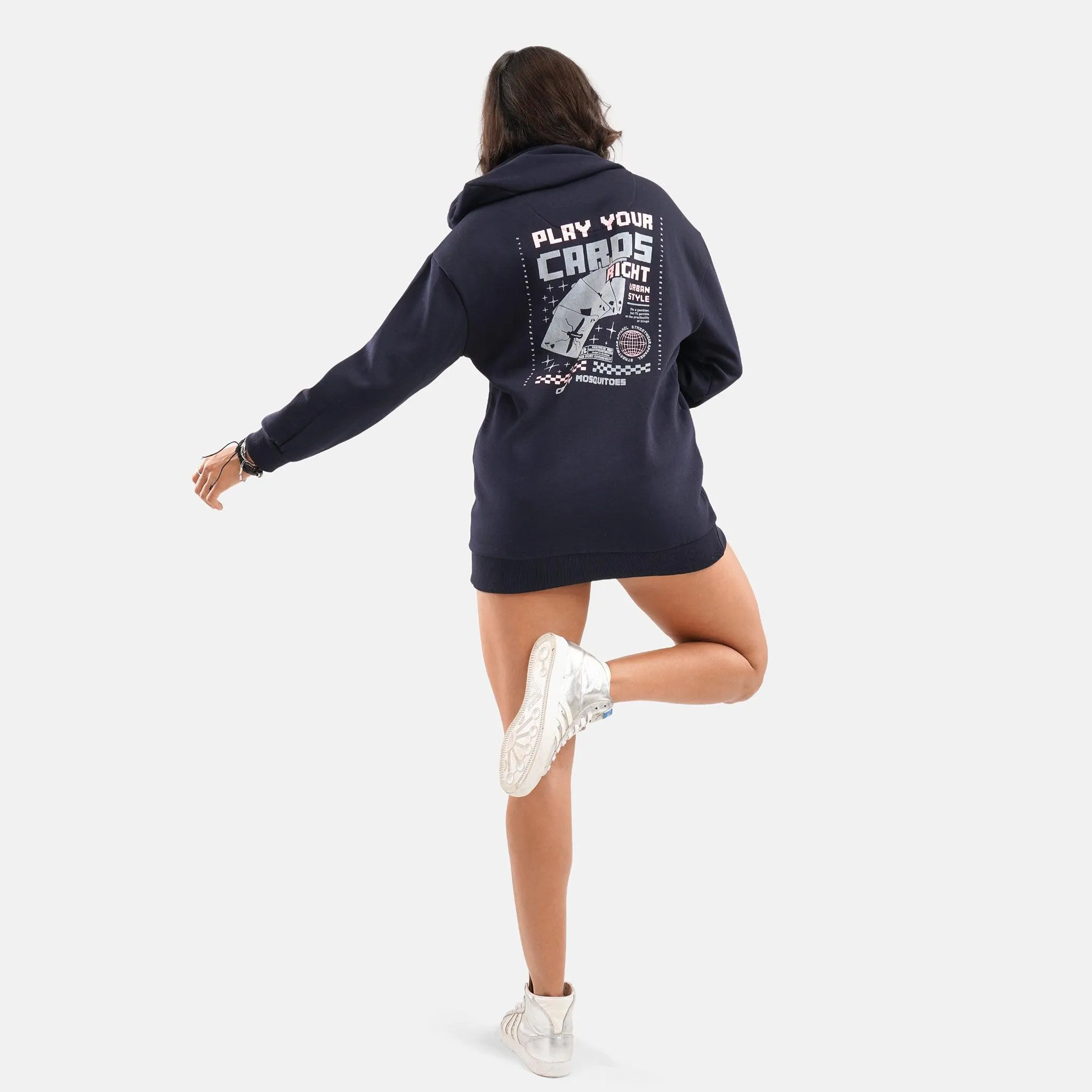 Tokyo Long Fleece Hoodie in Navy