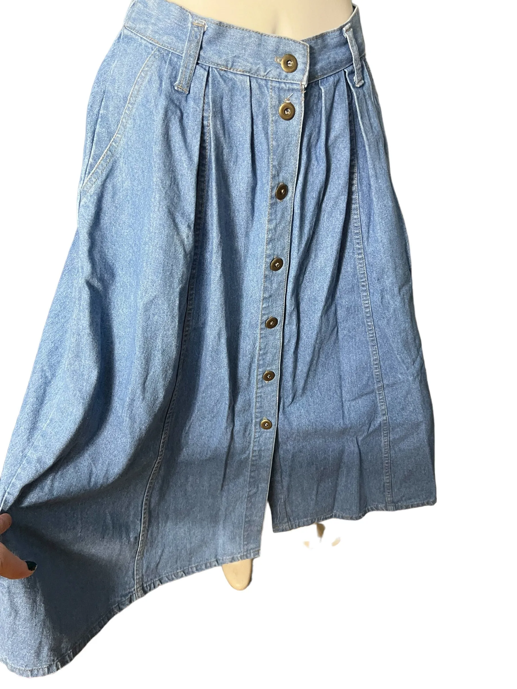 Vintage 80's long jean skirt L Venice Blues