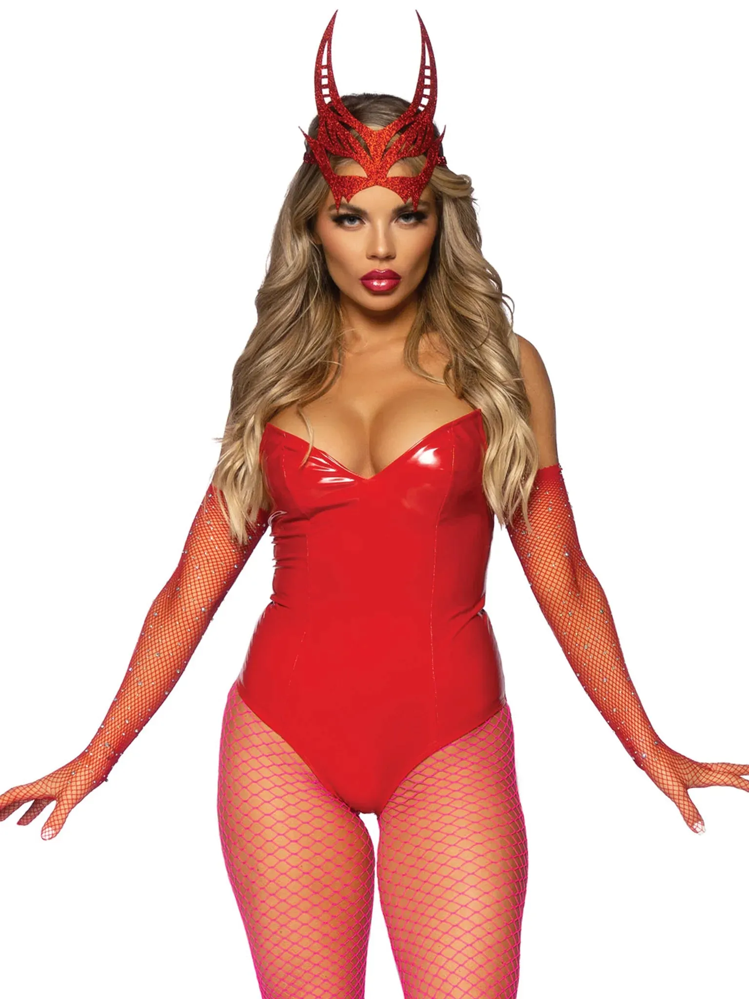 Vinyl Boned Bodysuit (Red)