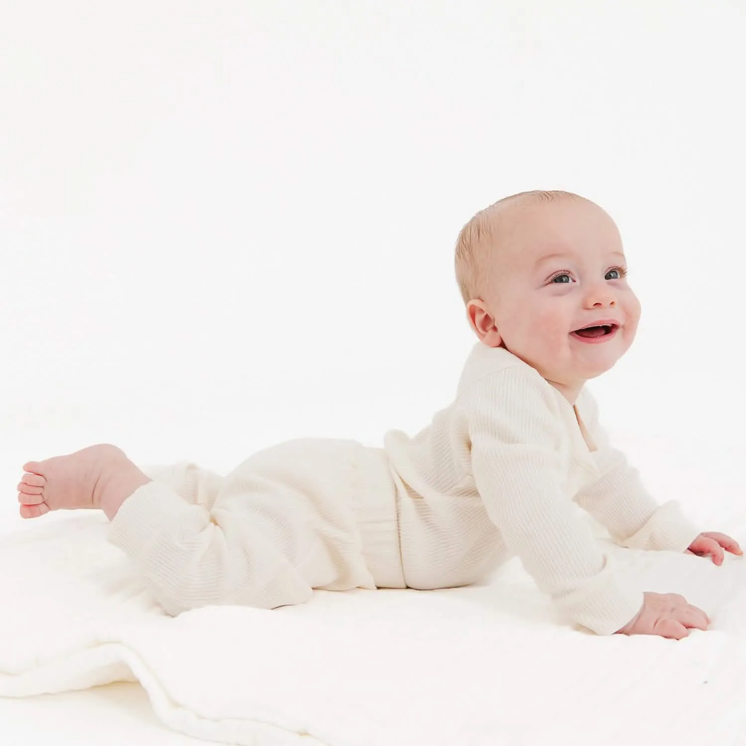 whipped cream ribbed cotton magnetic long sleeve bodysuit   pant set