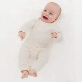 whipped cream ribbed cotton magnetic long sleeve bodysuit   pant set