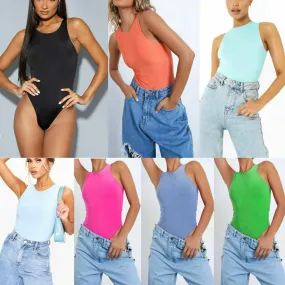 Women's Slinky Fashion Leotard Slinky Sleeveless Bodysuit Uk8-14