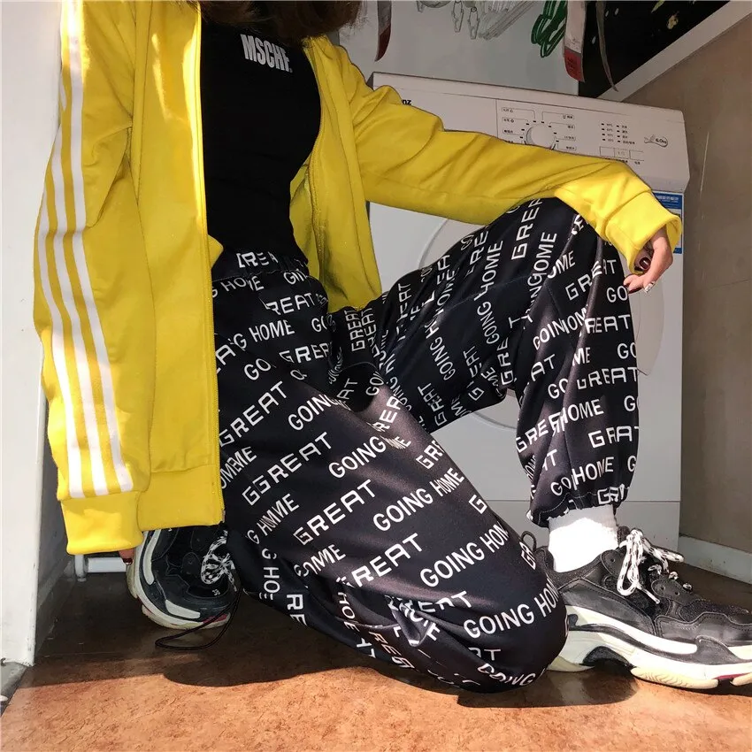 Women's Spring Loose Polyester Joggers With Elastic Waist