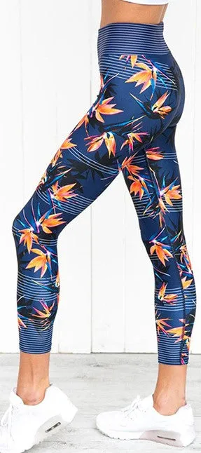 Women's Summer Fitness Leggings With Maple Leaves Print