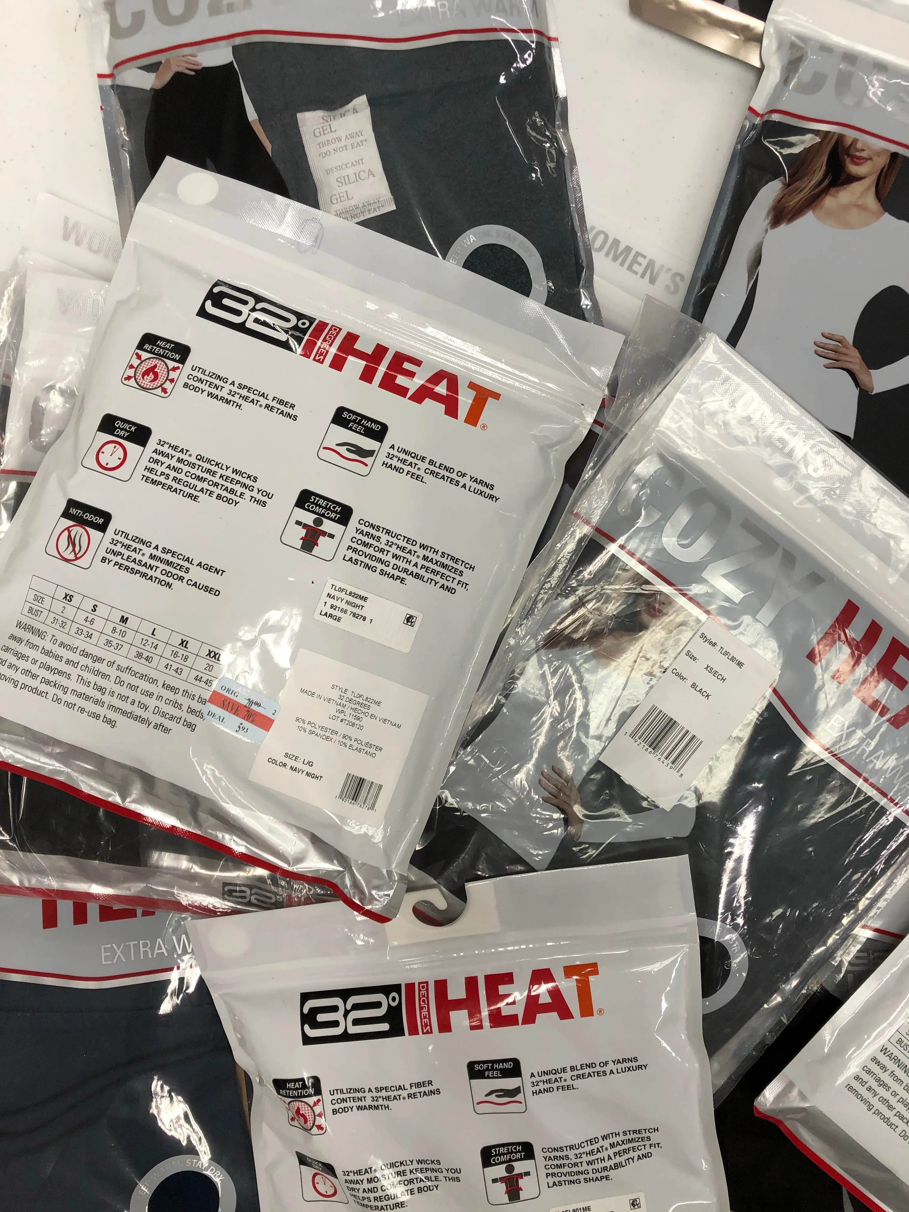 Women's Thermal Clothing Wholesale Lot, 32 DEGREES, 24 items, Shelf Pulls, MSRP $530